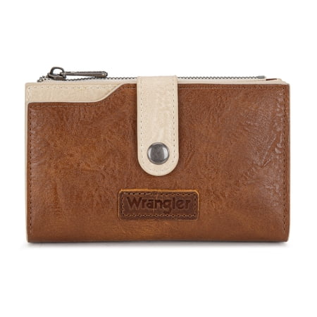 Wrangler Wallets for Women Slim Bifold Credit Card Holder, Brown