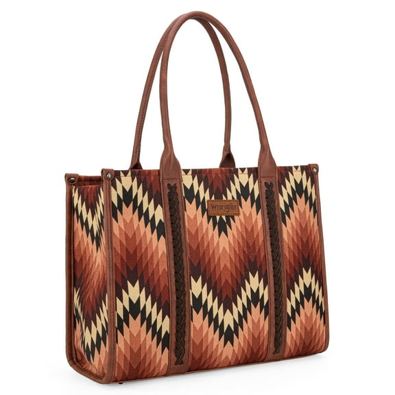 Wrangler Aztec Tote Bag for Women Western Top Handle Handbags and Purses, Brown