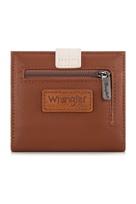 Wrangler Small Women's Wallet Slim Bifold Wallet RFID Credit Card Holder Minimalist Zipper Coin Pocket, Brown