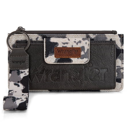 Wrangler Purses for Women Western Clutch Purse Rfid Wallet Womens, Cow-Black