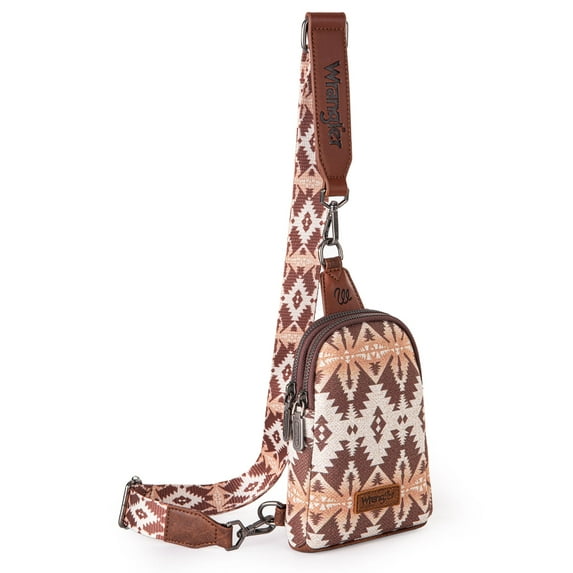 Wrangler Crossbody Sling Bags for Women Cross Body Purse with Detachable Strap, Light Coffee