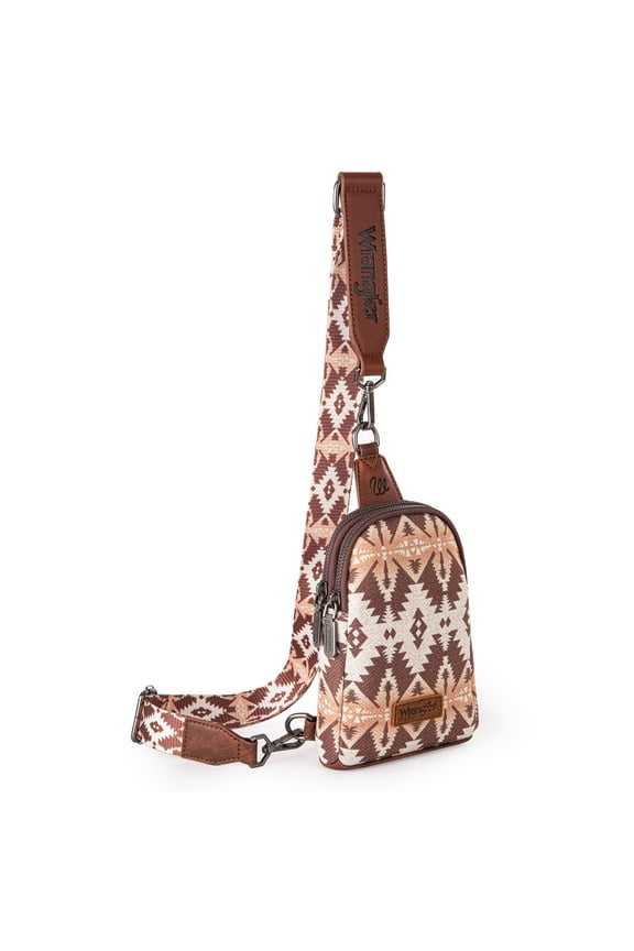 Wrangler Crossbody Sling Bags for Women Cross Body Purse with Detachable Strap, Light Coffee