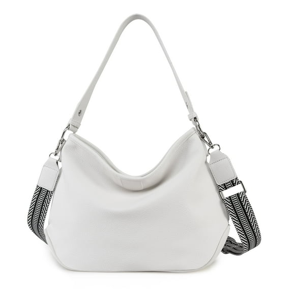 Montana West Soft Hobo Bags for Women Purses and Handbags Shoulder Satchel Bag, 2 Straps White