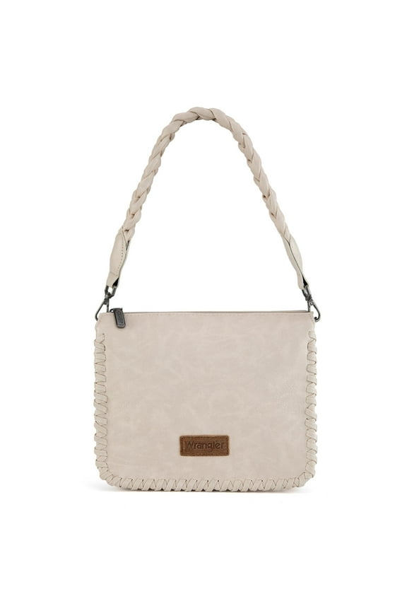 Wrangler Shoulder Bag for Women Crossbody Purse with Woven Strap, Tan