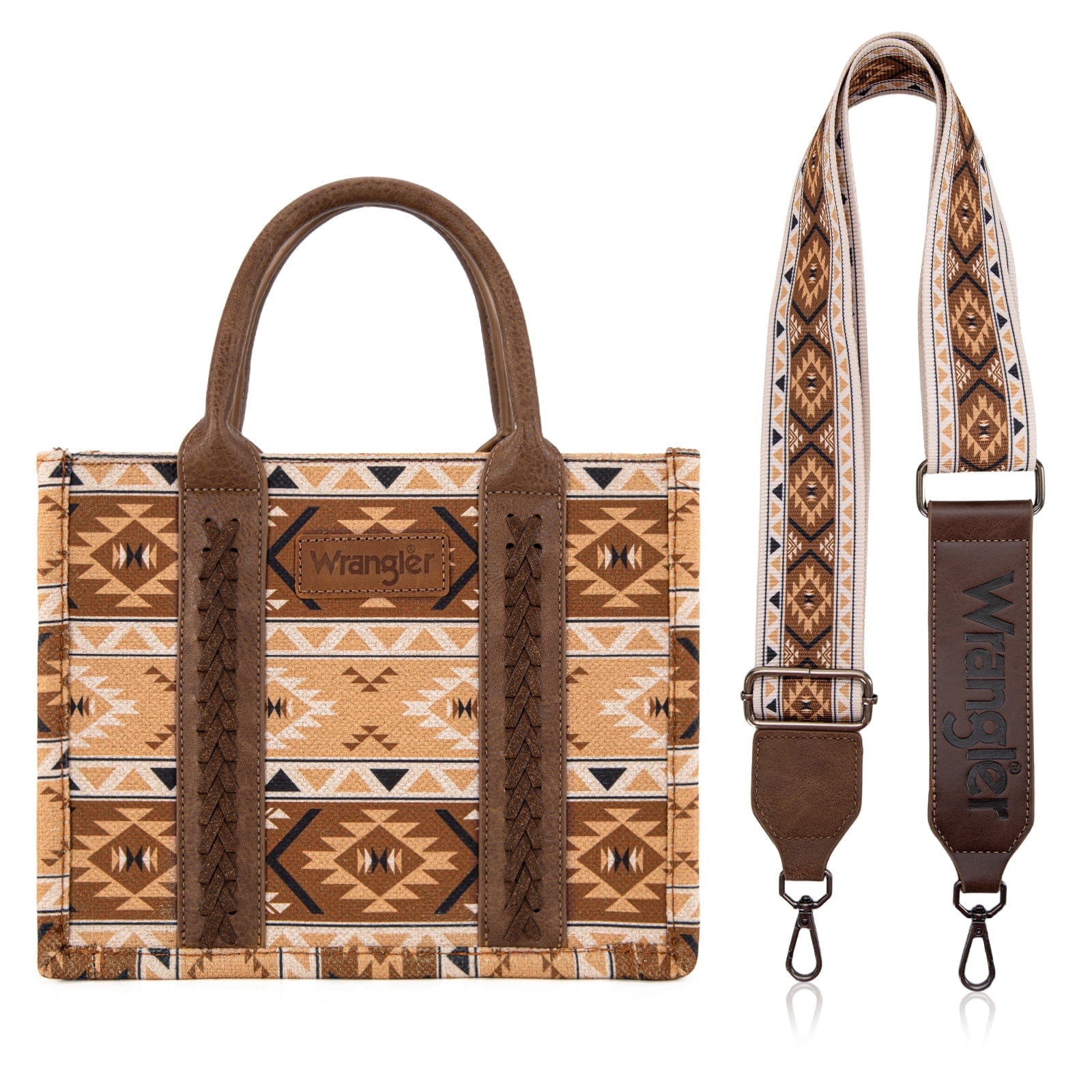 Wrangler Aztec Tote Bag for Women Boho Shoulder Purses and Handbags, Aztec Coffee