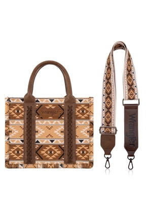 Wrangler Aztec Tote Bag for Women Boho Shoulder Purses and Handbags, Aztec Coffee