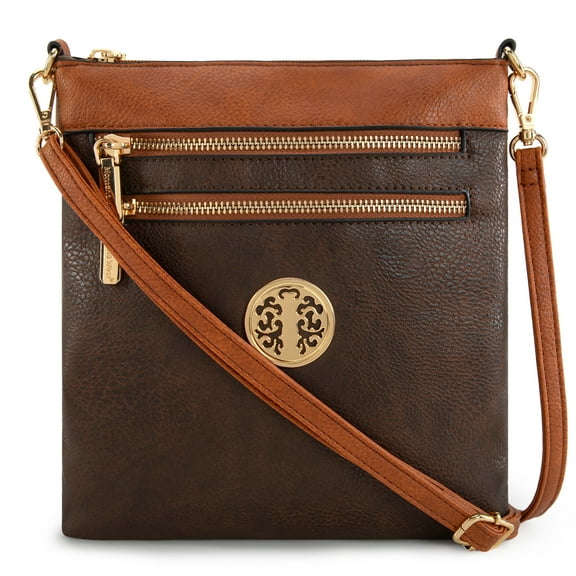 Montana West Crossbody Bags for Women Multi Pocket Cross Body Bag Purses with Adjustable Strap, Splicing Contrast Coffee