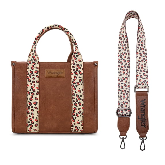 Wrangler Aztec Tote Bag for Women Boho Shoulder Purse, Leopard-red
