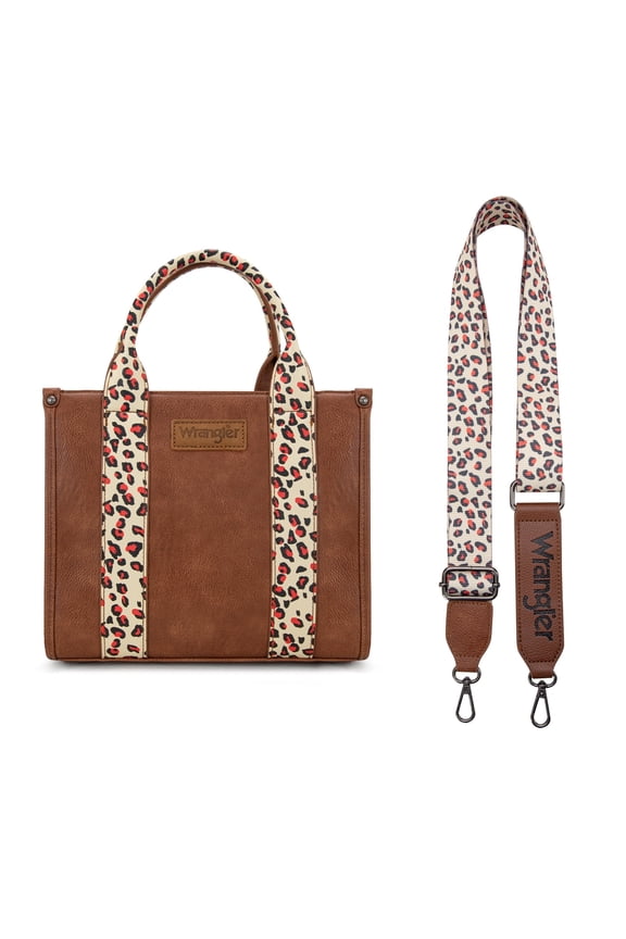 Wrangler Aztec Tote Bag for Women Boho Shoulder Purse, Leopard-red