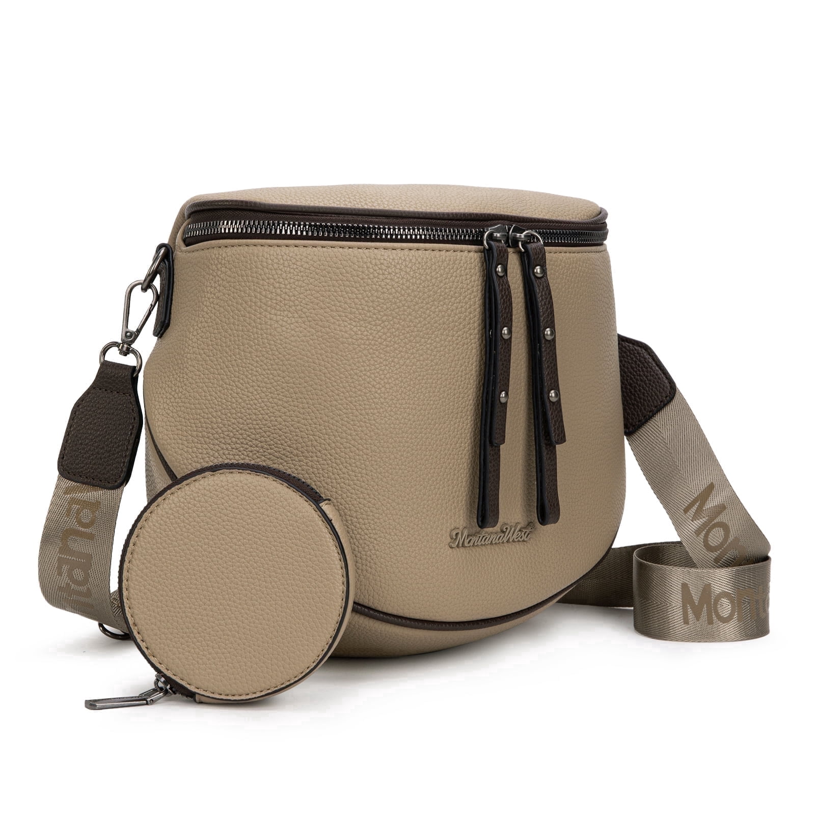 Montana West Crossbody Bags Bum Bag for Women Large Sling Bag with Adjustable Strap and Coin Purse, A-Khaki
