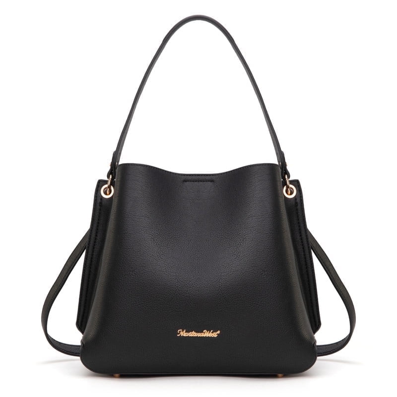 Montana West Hobo Purse for Women Bucket Shoulder Bag with Crossbody Strap, Black