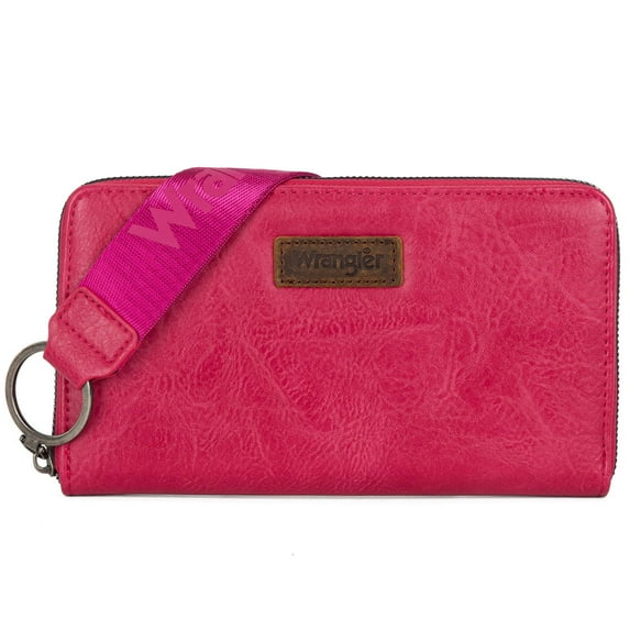 Wrangler Womens Wallet Wristlet Long Purse Designer Clutch Large Capacity Credit Card Holder Gifts for Women, Hot Pink