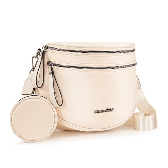 Montana West Large Crossbody Bags for Women Bum Bag Sling Purse with Adjustable Strap, Beige