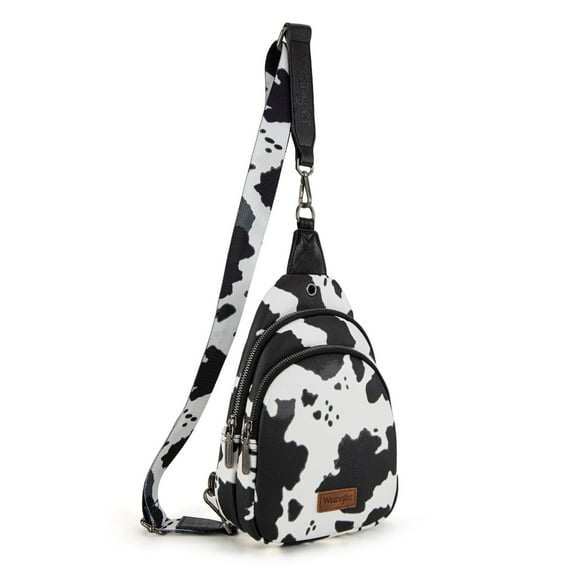 Wrangler Small Crossbody Sling Bags for Women Fanny Packs Chest Bag for Travel Gift, Cow-Black
