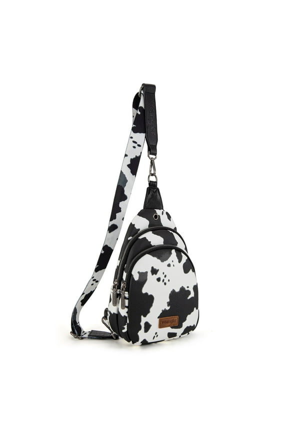 Wrangler Small Crossbody Sling Bags for Women Fanny Packs Chest Bag for Travel Gift, Cow-Black