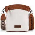 thumbnail image 1 of Montana West Multi Zip Pocket Large Crossbody Bag With Guitar Strap, Brown/Beige, 1 of 8