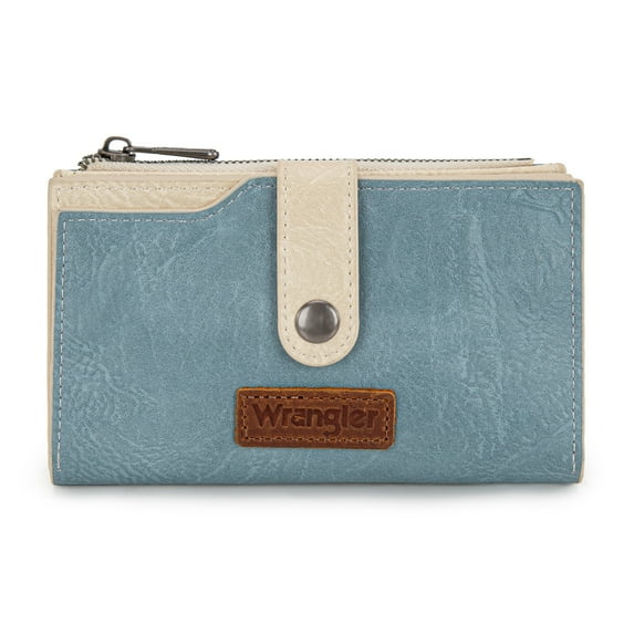 Wrangler Wallets for Women Slim Bifold Credit Card Holder, Jean