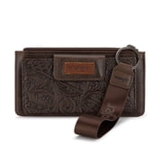 Wrangler Wristlet Wallet for Women RFID Blocking Bifold Wallets Card Cases & Money Organizers Clutch Wallets with Coin Purse, Coffee