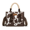 thumbnail image 1 of Wrangler Tote Bag Cow Print Western Satchel Bags for Women with Braided Rope Handle, Coffee, 1 of 7