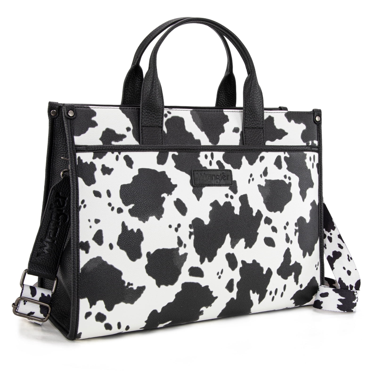 Wrangler Laptop Bag for Women 15.6 Inch Vintage Work Messenger Bag for Business Briefcase Handbag with Adjustable Shoulder Strap, Cow-Black