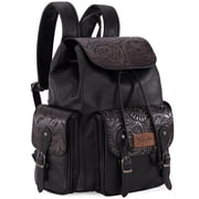 Wrangler Backpack Purse for Women Men Floral Tooled Designer Travel Bags, Black