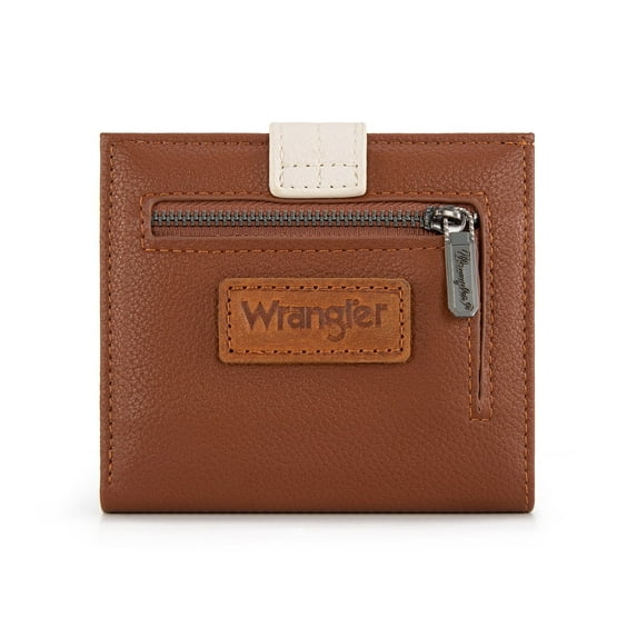 Wrangler Small Women's Wallet Slim Bifold Wallet RFID Credit Card Holder Minimalist Zipper Coin Pocket, Brown