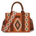 thumbnail image 1 of Wrangler Tote Bag for Women Western Shoulder Purse Aztec Satchel Handbags, Brown, 1 of 7
