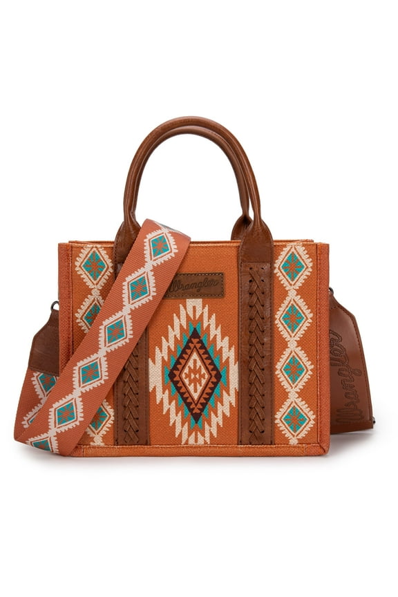 Wrangler Tote Bag for Women Western Shoulder Purse Aztec Satchel Handbags, Brown
