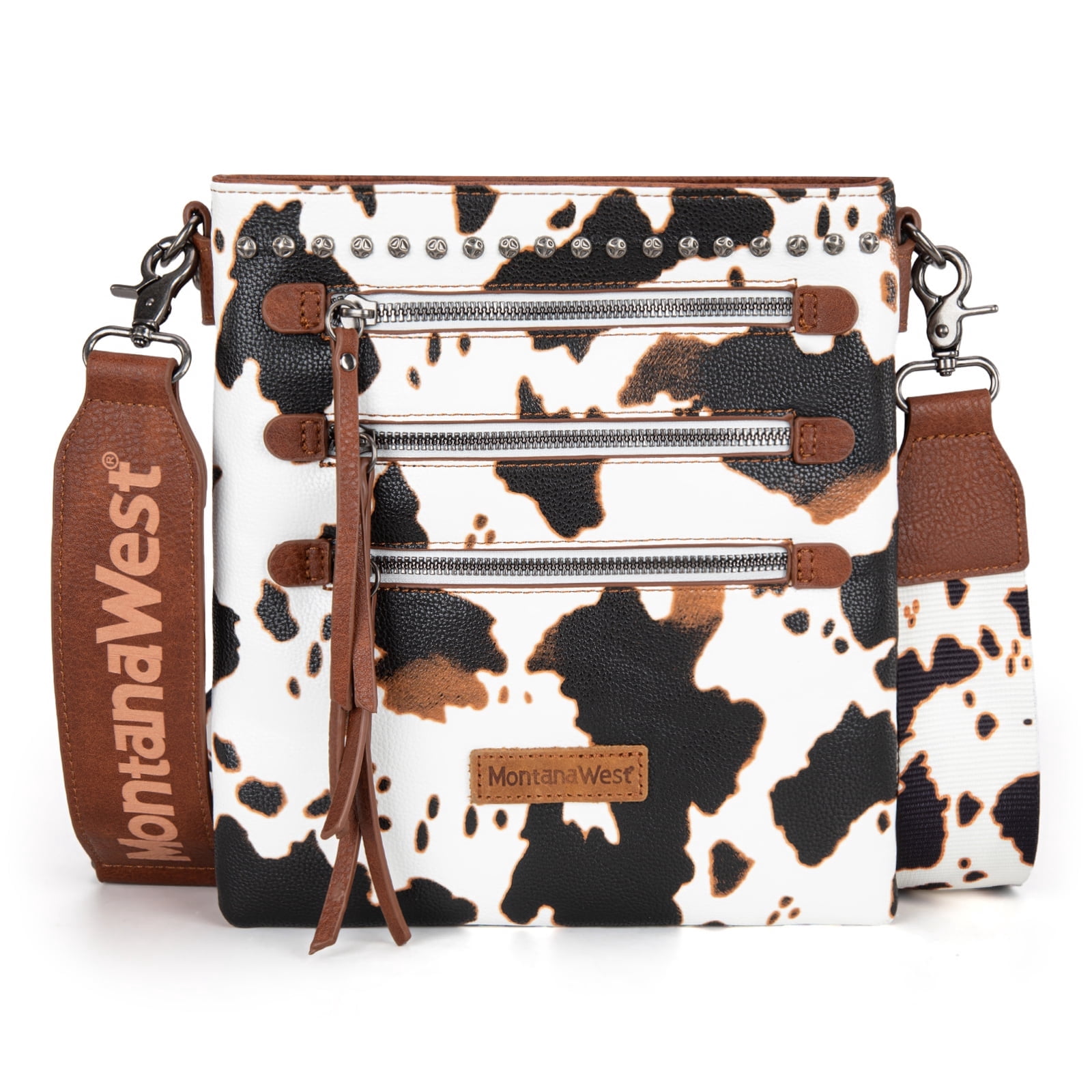 Montana West Crossbody Bags for Women Multi Pocket Cross Body Bag Purses with Guitar Strap, Cow-Brown