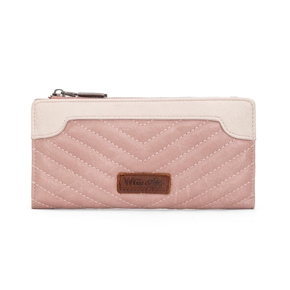 Wrangler Minimalist Wallet Credit Card Wallet for Women with Smooth Zippers, A-Pink