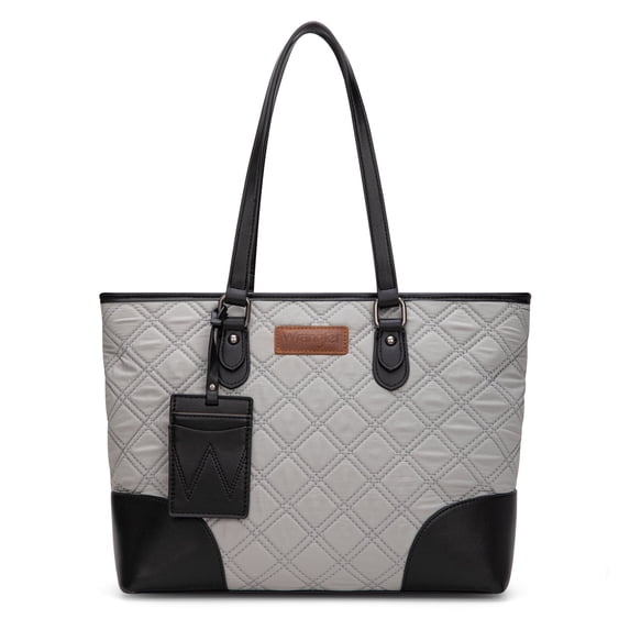 Wrangler Puffer Tote Bags for Women Medium Quilted Shoulder Bag for Work School Lifestyle Purse, Black