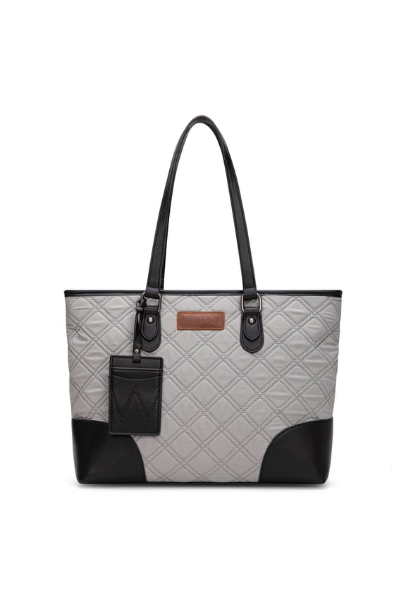 Wrangler Puffer Tote Bags for Women Medium Quilted Shoulder Bag for Work School Lifestyle Purse, Black