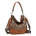 thumbnail image 1 of Wrangler Hobo Bags Large Crossbody Bags for Women Shoulder Purses with Striped Cotton Straps, Leopard-Brown, 1 of 6