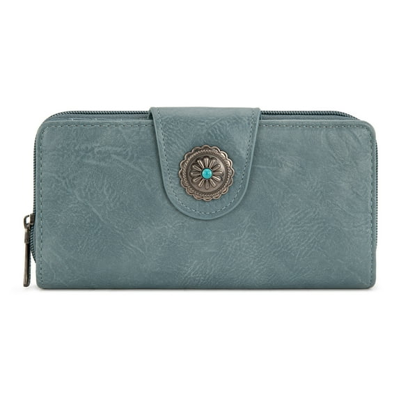 Montana West Purses for Women RFID Blocking Wallet Large Capacity Phone Clutch Wallet Ladies Western Bifold Wallet Wallets for Women Leather Wallet with Card Holder, Jean