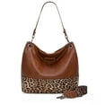 thumbnail image 1 of Wrangler Hobo Bags for Women Vegan Leather Top Handle Shoulder Purses and Handbags, Leopard Brown, 1 of 7