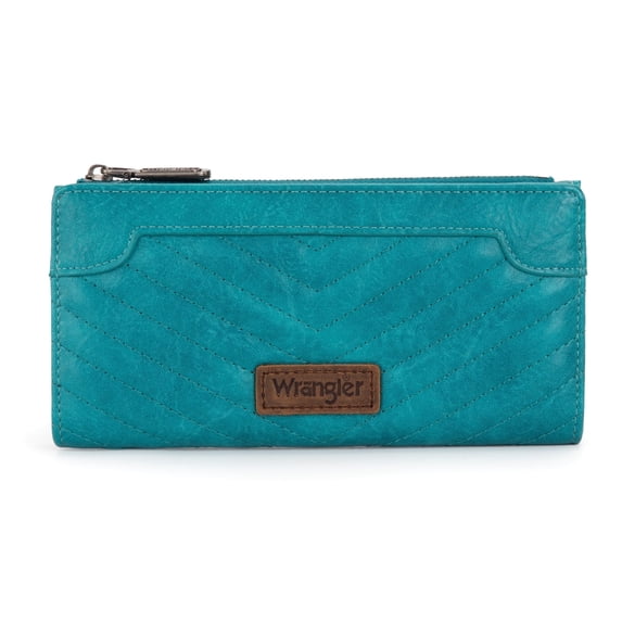 Wrangler Minimalist Wallet Credit Card Wallet for Women with Smooth Zippers, Turquoise