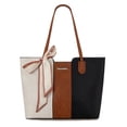thumbnail image 1 of Montana West Tote Bags for Women Medium Top Handle Handbags with Scarf, Beige-Black, 1 of 7