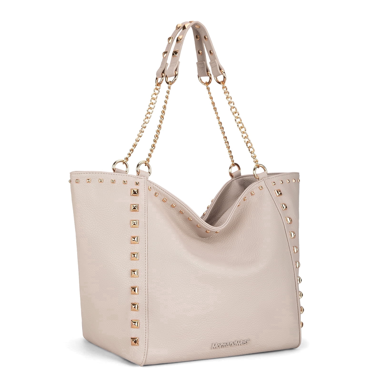 Montana West Large Tote Bag for Women Oversized Shoulder Purses with Chain Handbags, White