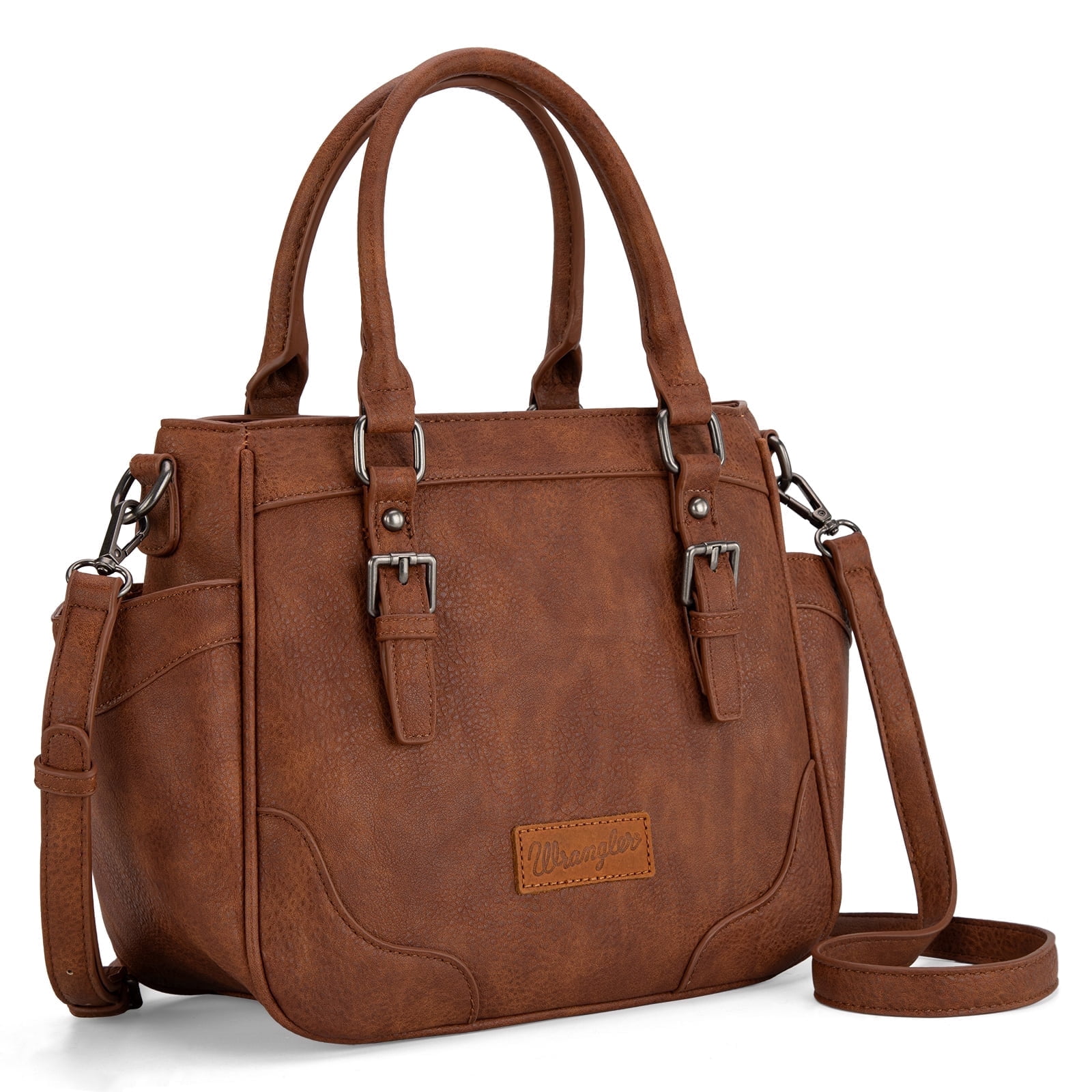 Wrangler Tote Bags for Women Medium Crossbody Purses Designer Top Handle Handbags, Brown