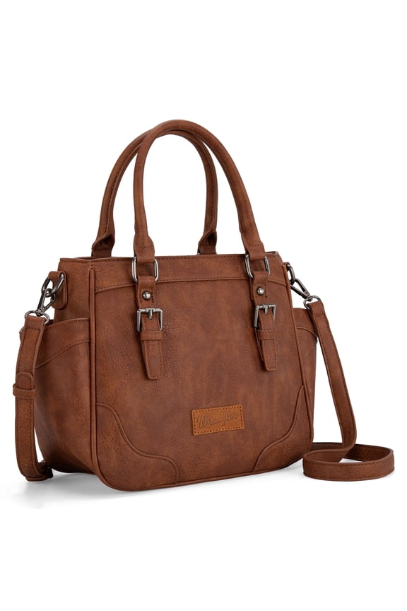 Wrangler Tote Bags for Women Medium Crossbody Purses Designer Top Handle Handbags, Brown