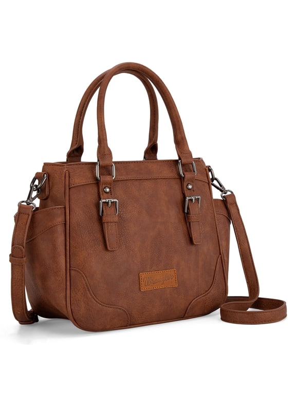 Wrangler Tote Bags for Women Medium Crossbody Purses Designer Top Handle Handbags, Brown