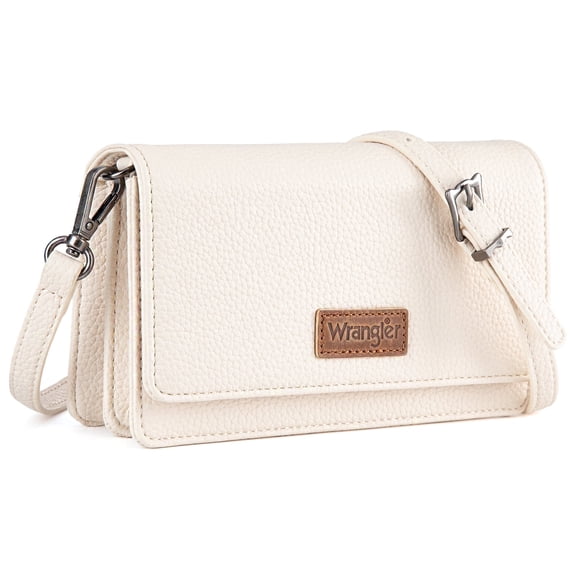 Wrangler Small Crossbody Wallet Purses RFID Trendy Purses for Women with Adjustable Straps, Beige