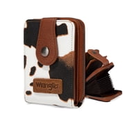 Wrangler Cow Print Wallet Women Small Credit Card Holder with Rfid Blocking Zip Credit Card Case,Compact & Easy to Carry Gifts for Women, Cow-Brown