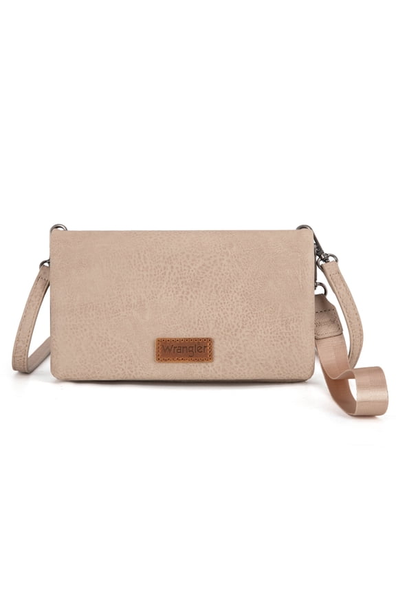 Wrangler Womens Wristlet Wallet RFID Blocking Bifold Clutch Credit Card Holder Purse with Crossbody Strap, Khaki