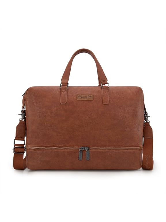 Wrangler Travel Duffel Bag Carry On Overnight Bag with Shoe Compartment Weekender Bag for Women and Men , Brown