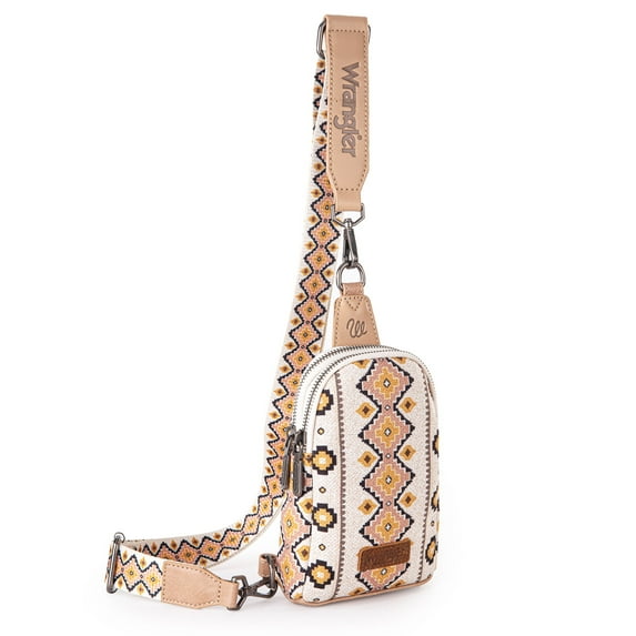 Wrangler Crossbody Sling Bags for Women Cross Body Purse with Detachable Strap, Tan