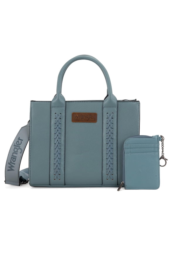 Wrangler Purse Medium Tote Bags for Women with Card Holder Wallet Designer Satchel Top-handle Handbags, Classic-Jean