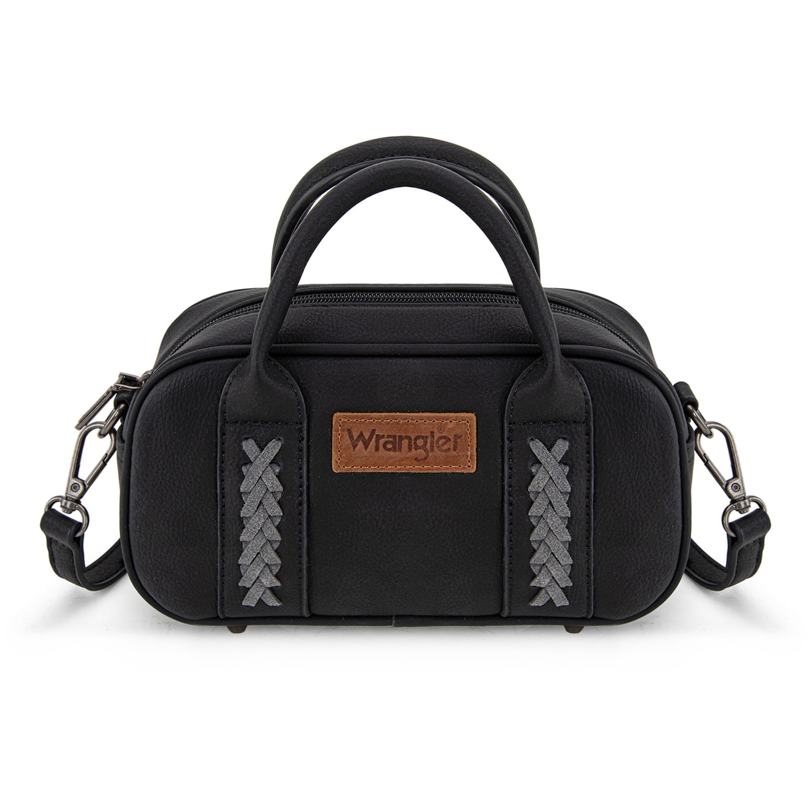 Wrangler Barrel Bag Retro Top Handle Bags with Crossbody Strap Boston Satchel Purse and Handbag Women, Black