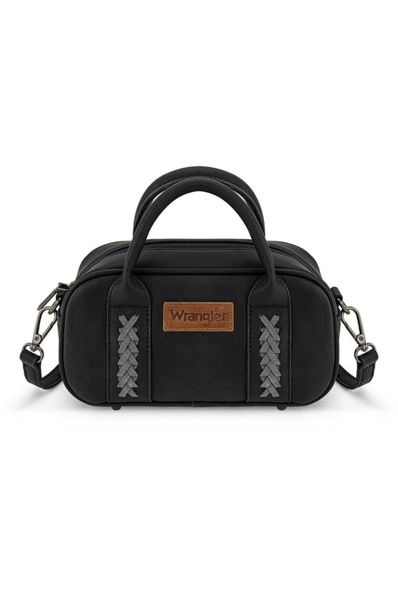 Wrangler Barrel Bag Retro Top Handle Bags with Crossbody Strap Boston Satchel Purse and Handbag Women, Black