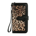 thumbnail image 1 of Wrangler Wristlet Wallet Women RFID Blocking Wallet, Card Cases & Money Organizers Large Capacity Bifold Clutch Wallets Ladies Female Card Cash Phone Wallets with ID Window, Lepard-Black, 1 of 7
